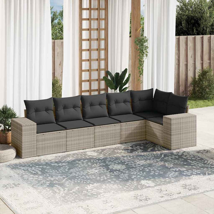 Matgrupp För Trädgården Med Dynor 7 Delar Beige Konstrotting