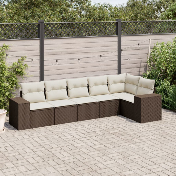Matgrupp För Trädgården Med Dynor 7 Delar Beige Konstrotting
