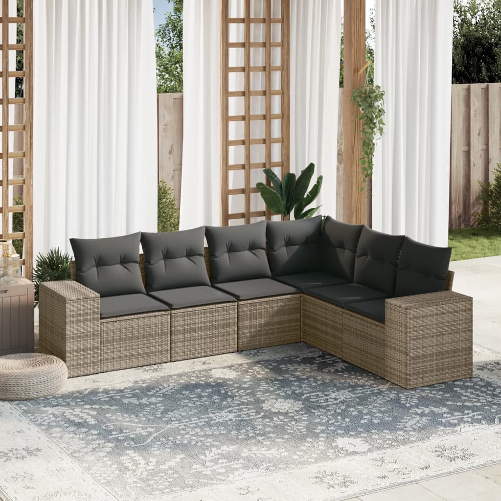 Matgrupp För Trädgården Med Dynor 7 Delar Beige Konstrotting