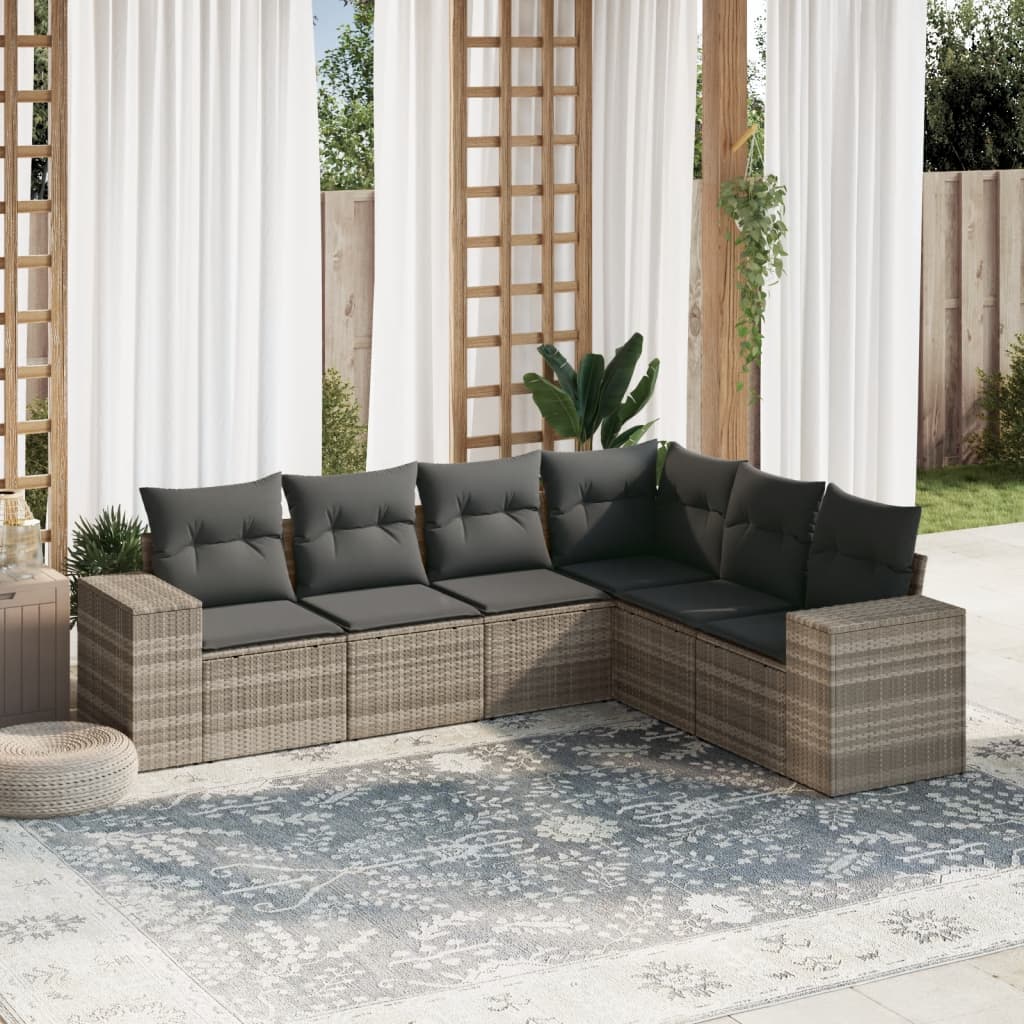 Matgrupp För Trädgården Med Dynor 7 Delar Beige Konstrotting