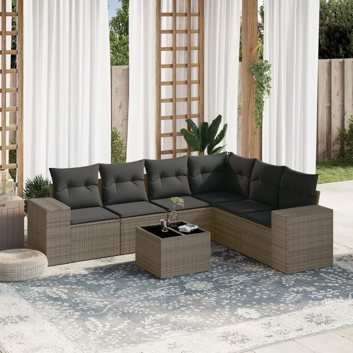 Matgrupp För Trädgården Med Dynor 7 Delar Beige Konstrotting