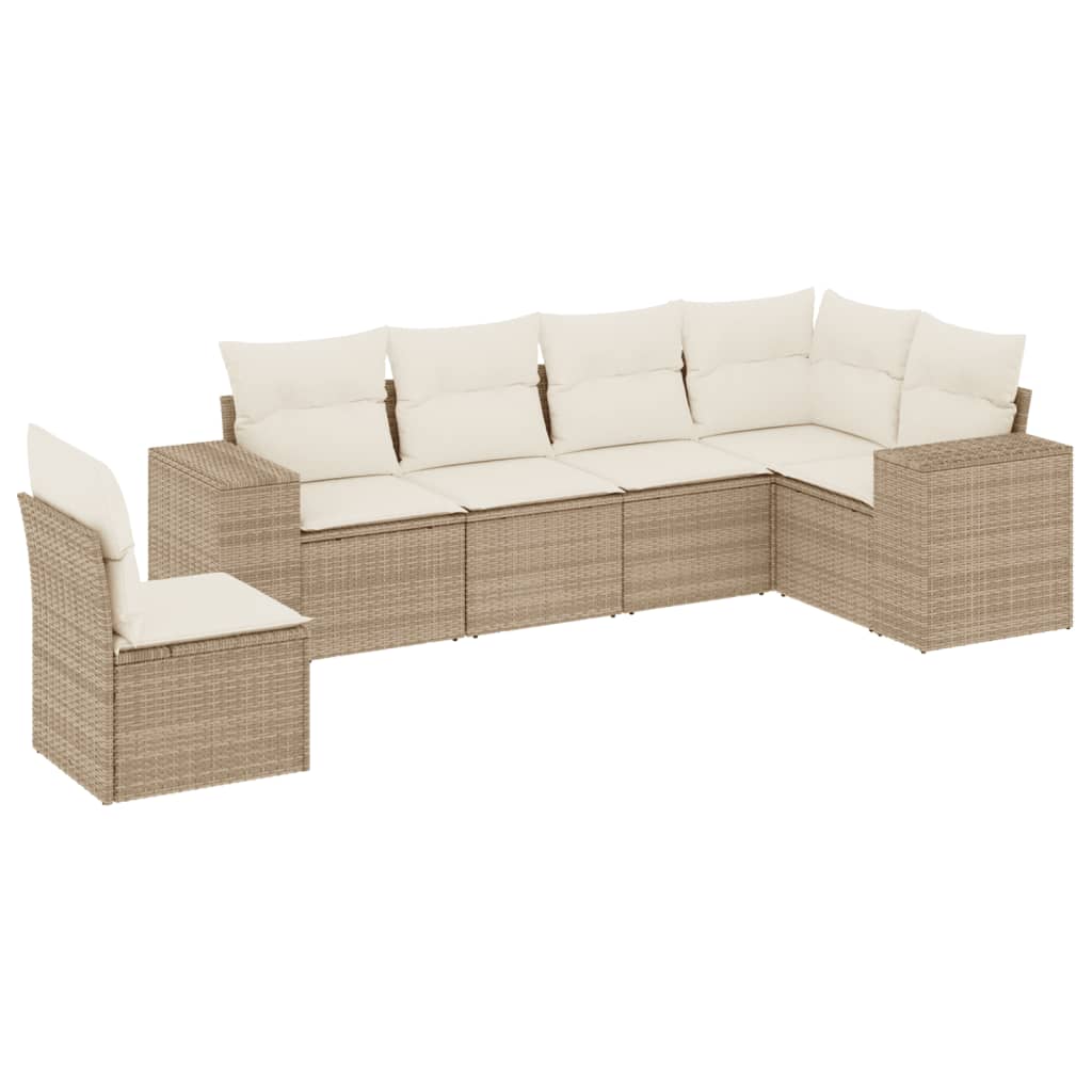 Soffgrupp För Trädgården Med Dynor 6 Delar Beige Konstrotting
