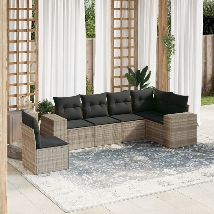 Matgrupp För Trädgården Med Dynor 7 Delar Beige Konstrotting