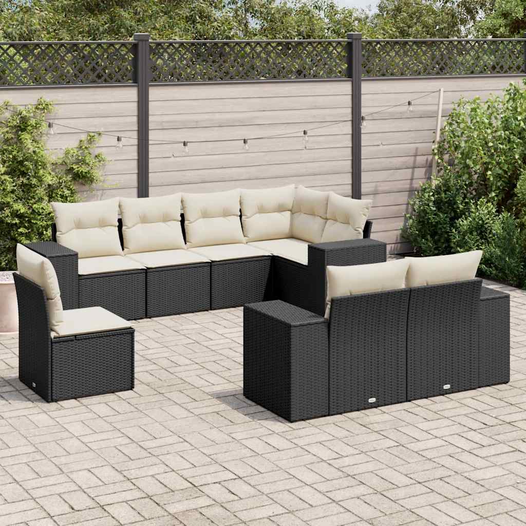 Soffgrupp För Trädgården Med Dynor 9 Delar Beige Konstrotting