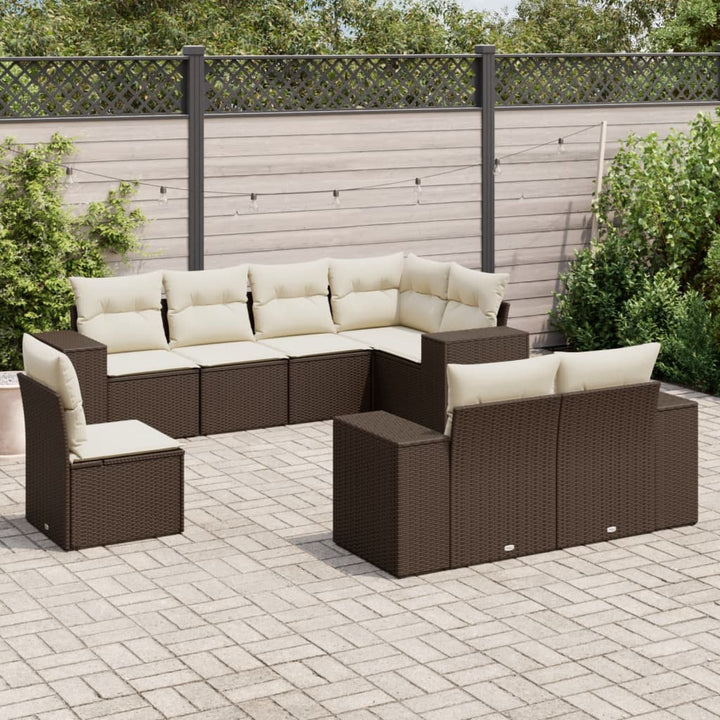 Soffgrupp För Trädgården Med Dynor 9 Delar Beige Konstrotting