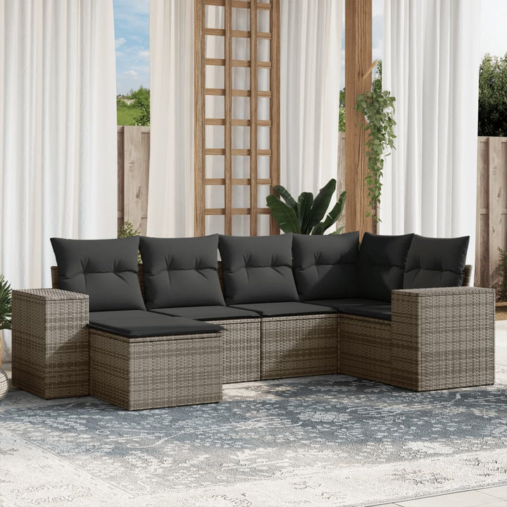 Soffgrupp För Trädgården Med Dynor 6 Delar Beige Konstrotting