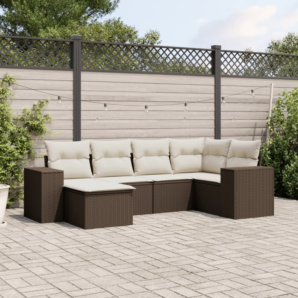 Soffgrupp För Trädgården Med Dynor 6 Delar Beige Konstrotting