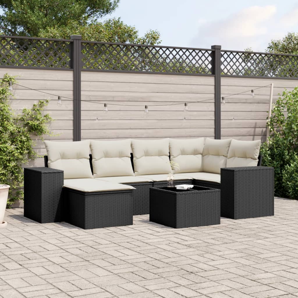 Soffgrupp För Trädgården Med Dynor 6 Delar Beige Konstrotting