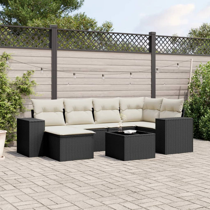 Soffgrupp För Trädgården Med Dynor 6 Delar Beige Konstrotting