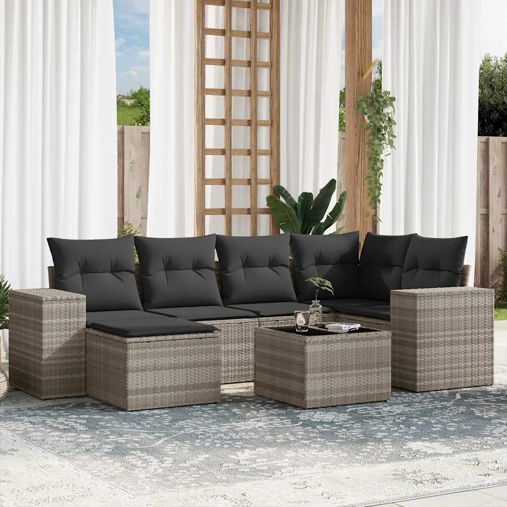 Soffgrupp För Trädgården Med Dynor 6 Delar Beige Konstrotting