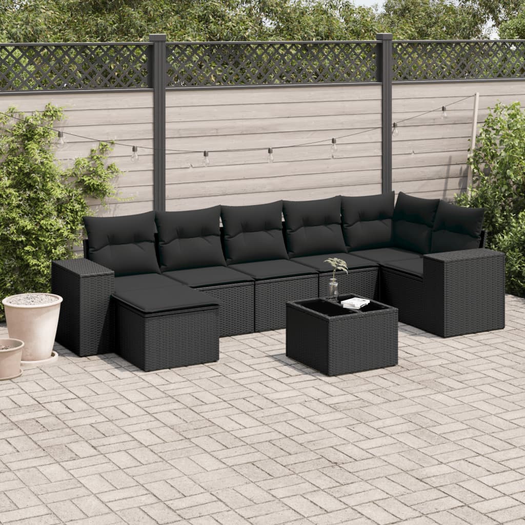 Matgrupp För Trädgården Med Dynor 7 Delar Beige Konstrotting