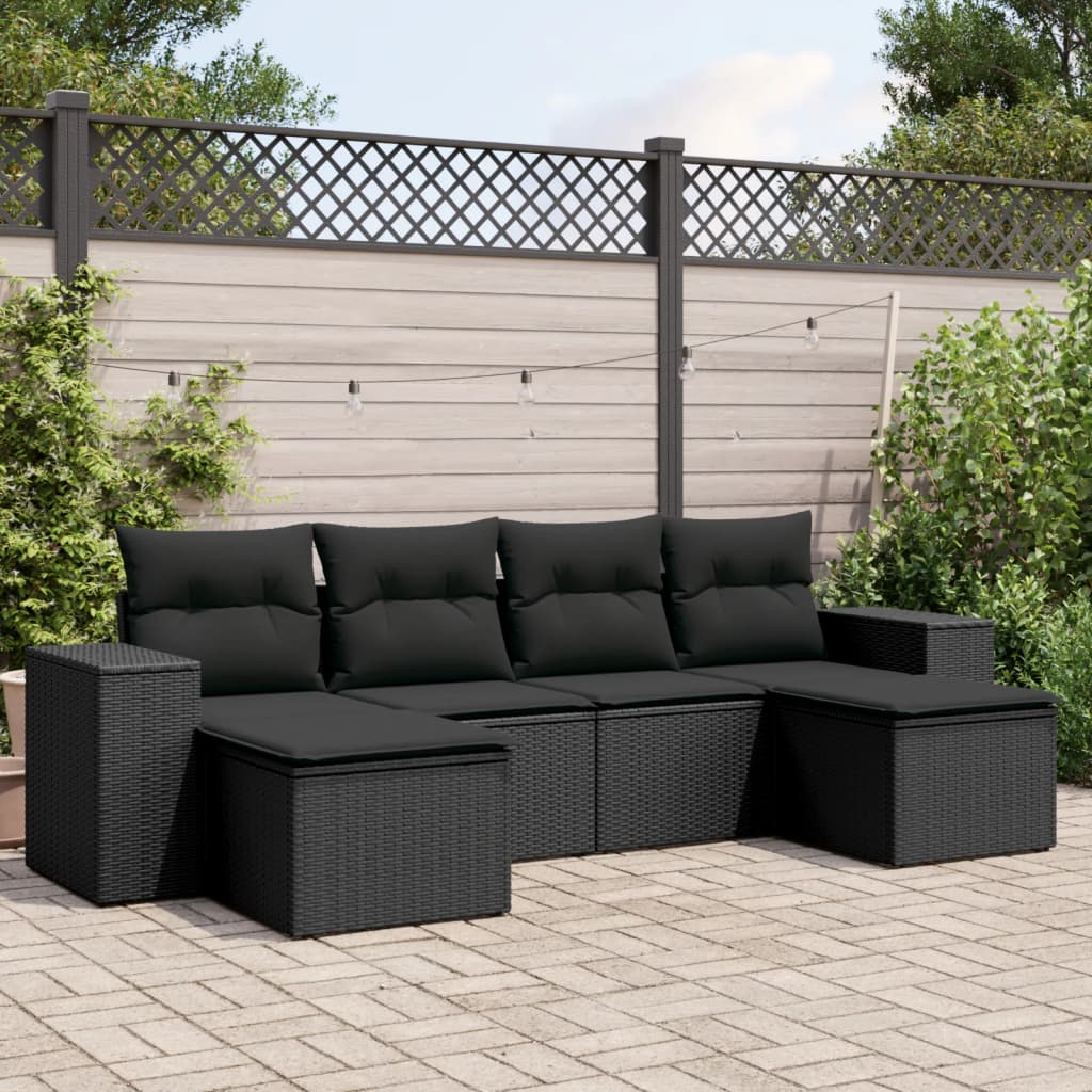 Soffgrupp För Trädgården Med Dynor 6 Delar Beige Konstrotting