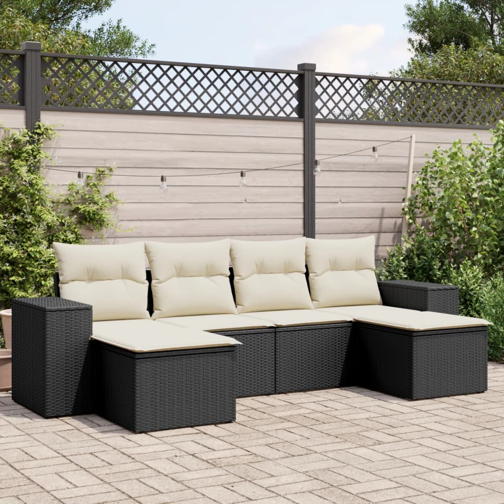 Soffgrupp För Trädgården Med Dynor 6 Delar Beige Konstrotting