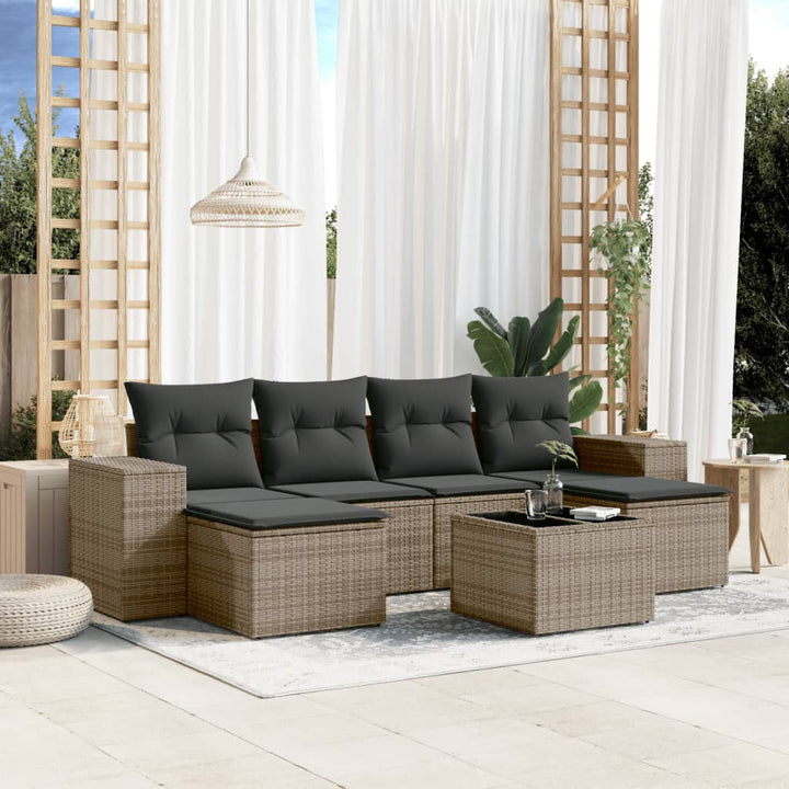 Soffgrupp För Trädgården Med Dynor 6 Delar Beige Konstrotting