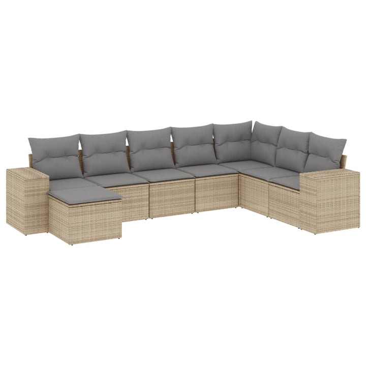 Matgrupp För Trädgården Med Dynor 8 Delar Beige Konstrotting