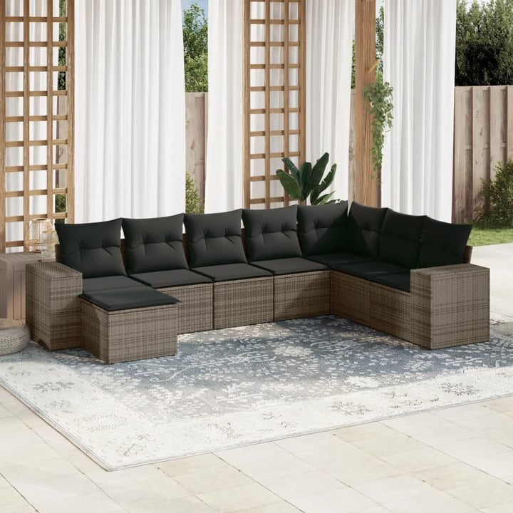 Matgrupp För Trädgården Med Dynor 8 Delar Beige Konstrotting