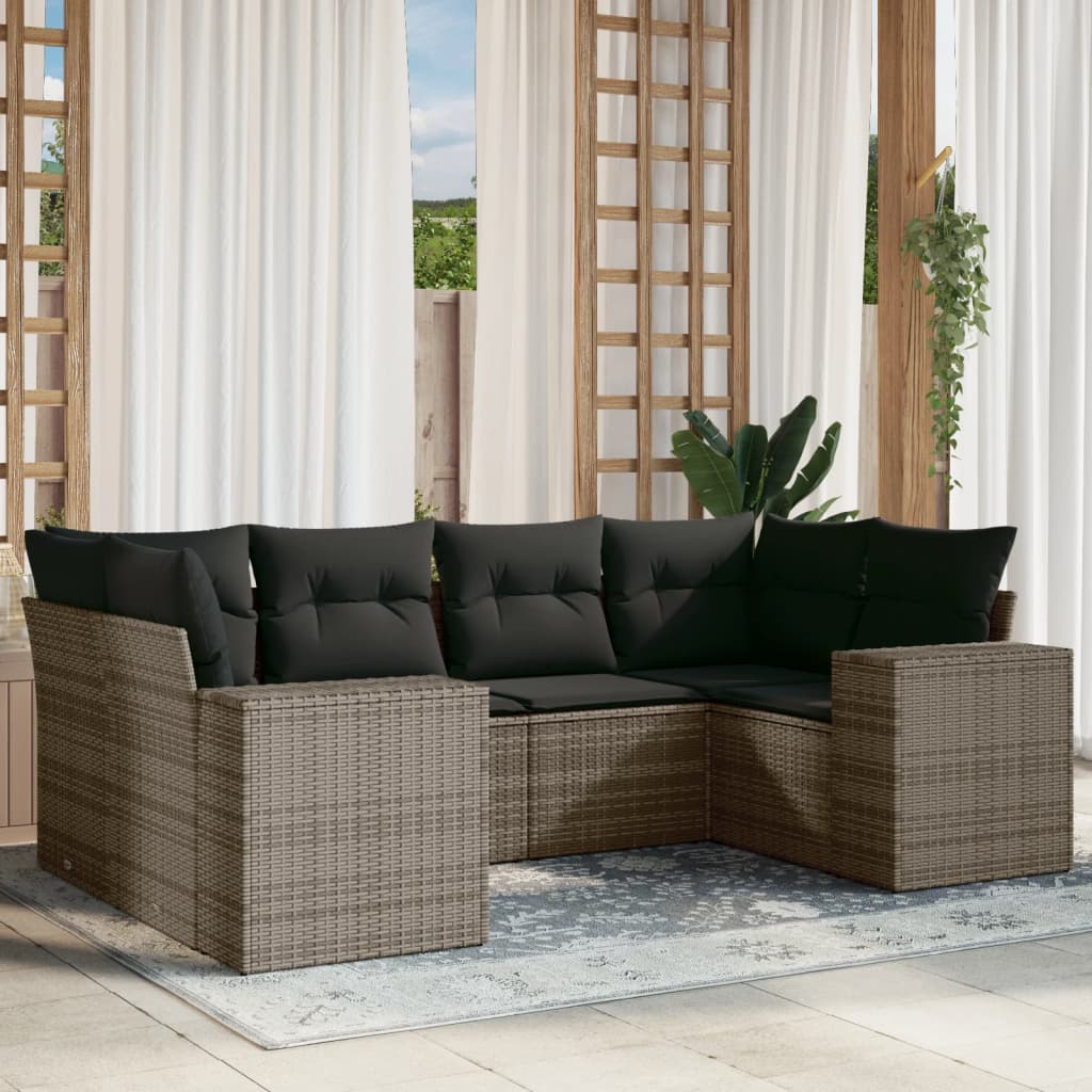 Soffgrupp För Trädgården Med Dynor 6 Delar Beige Konstrotting