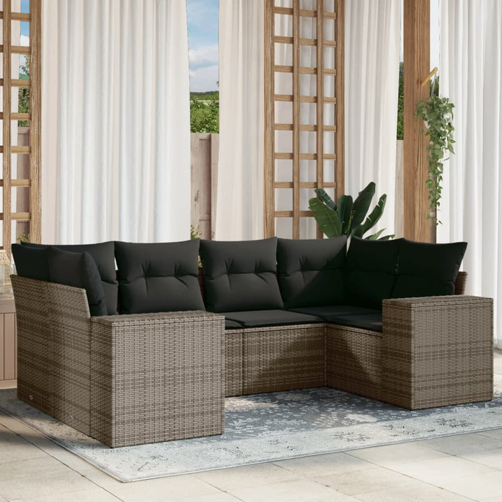 Soffgrupp För Trädgården Med Dynor 6 Delar Beige Konstrotting