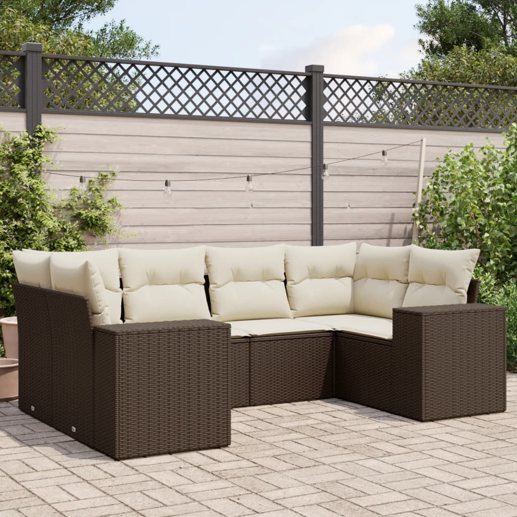 Soffgrupp För Trädgården Med Dynor 6 Delar Beige Konstrotting