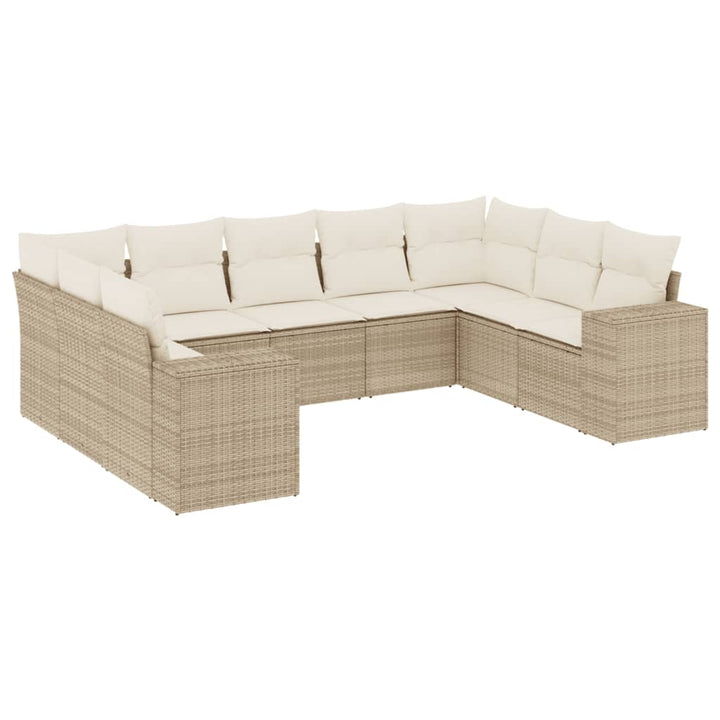 Soffgrupp För Trädgården Med Dynor 9 Delar Beige Konstrotting