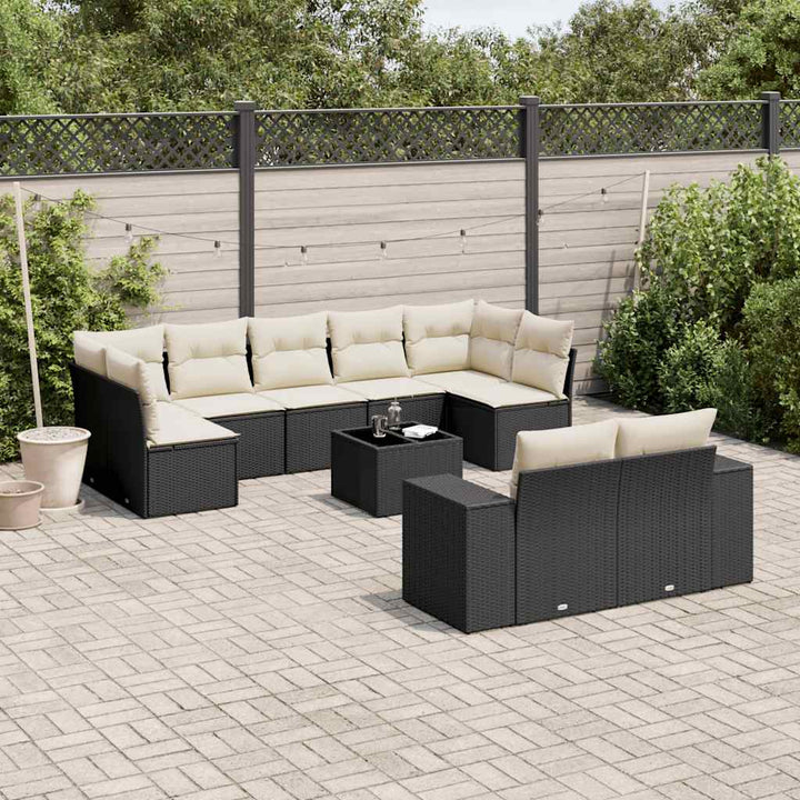 Soffgrupp För Trädgården Med Dynor 9 Delar Beige Konstrotting