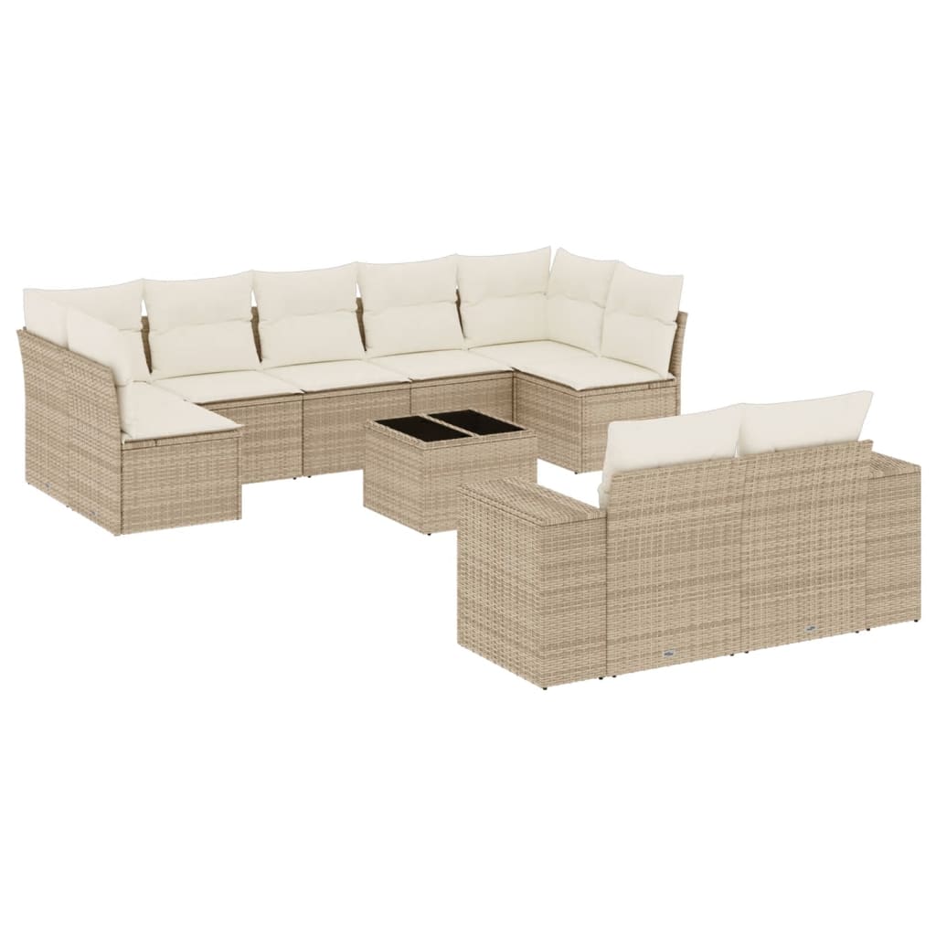 Soffgrupp För Trädgård Med Dynor 10 Delar Beige Konstrotting