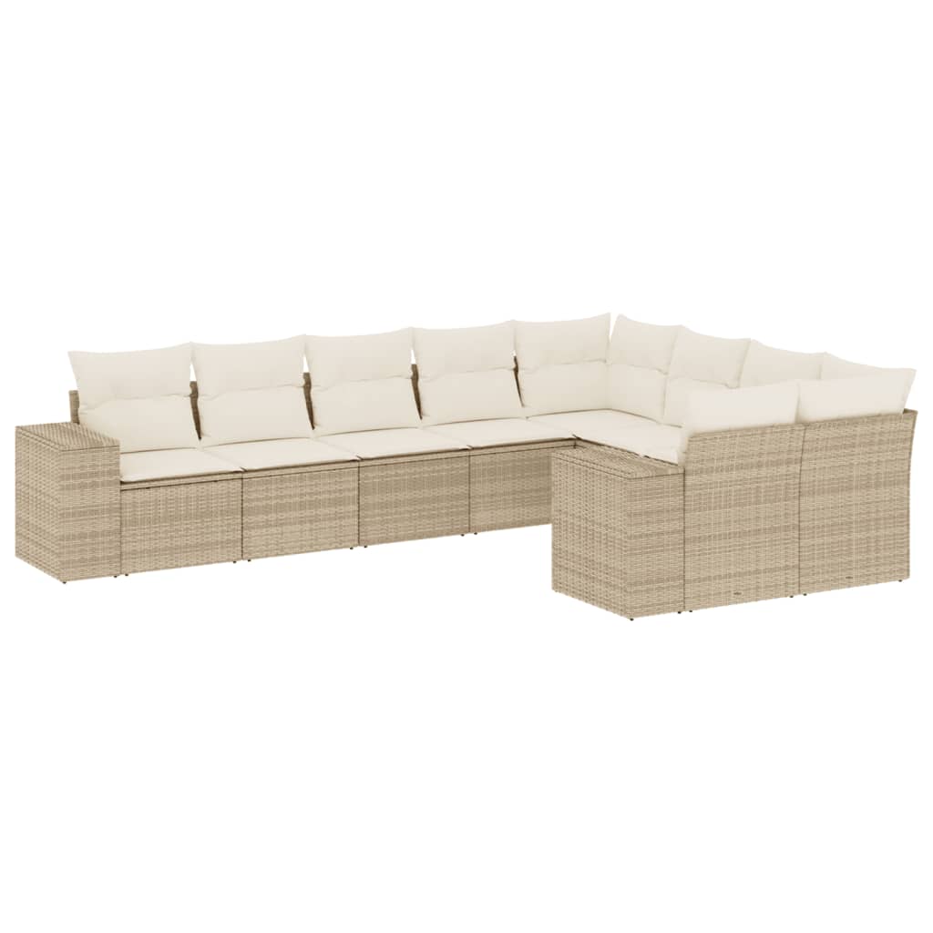 Soffgrupp För Trädgården Med Dynor 9 Delar Beige Konstrotting