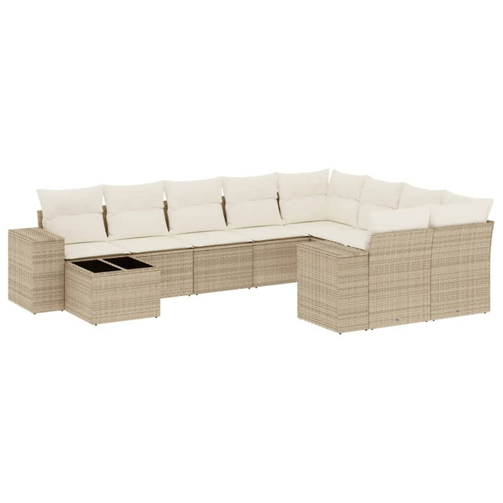 Soffgrupp För Trädgård Med Dynor 10 Delar Beige Konstrotting