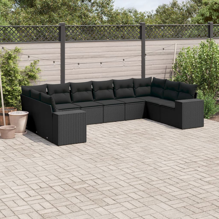 Loungegrupp 10 Delar Med Svarta Dynor Konstrotting