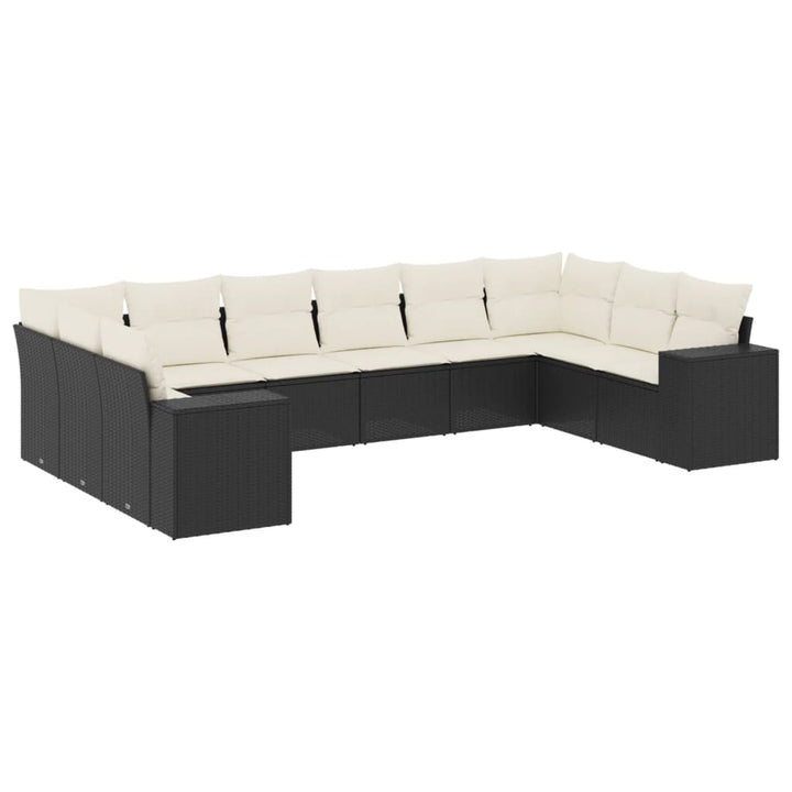 Loungegrupp 10 Delar Med Svarta Dynor Konstrotting