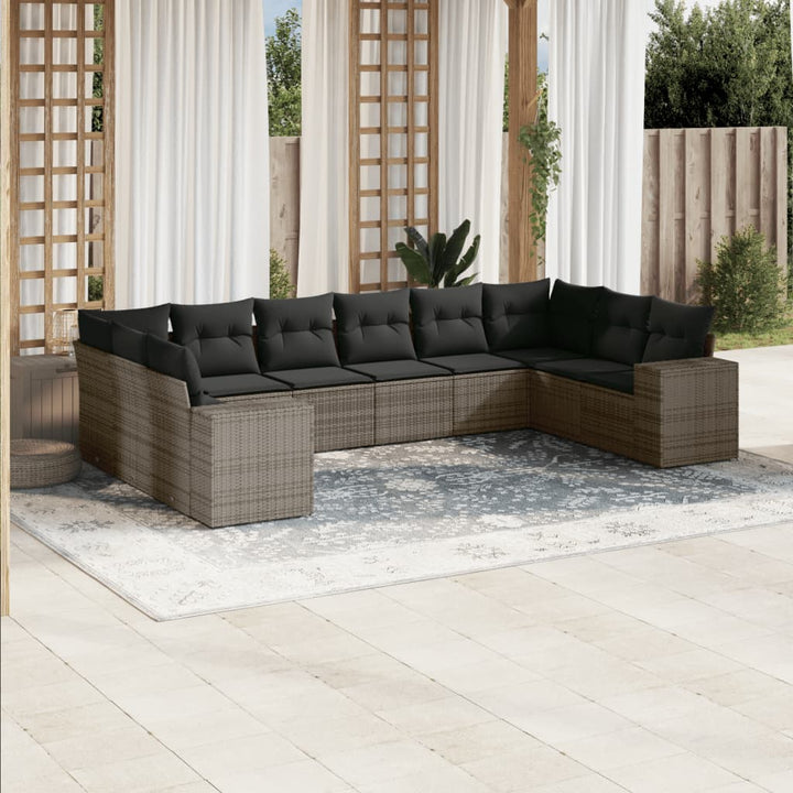 Loungegrupp 10 Delar Med Svarta Dynor Konstrotting