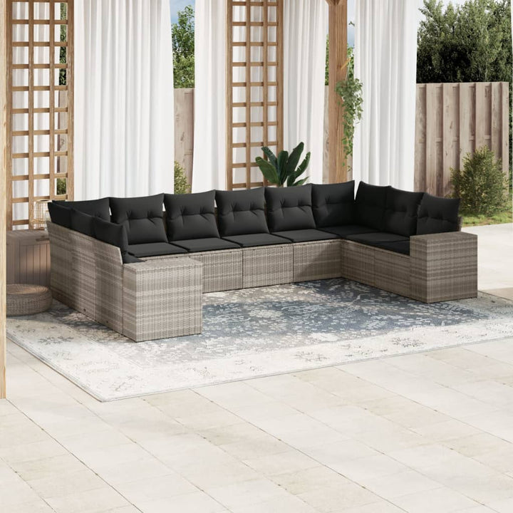 Loungegrupp 10 Delar Med Svarta Dynor Konstrotting