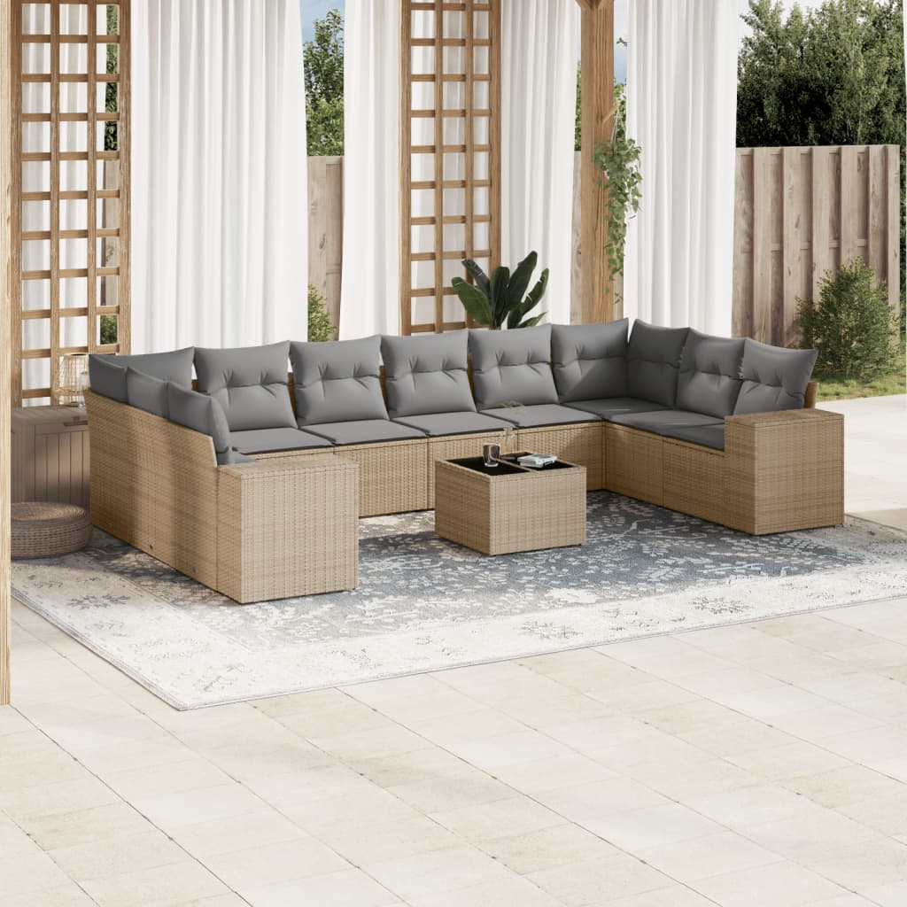Loungegrupp 10 Delar Med Svarta Dynor Konstrotting