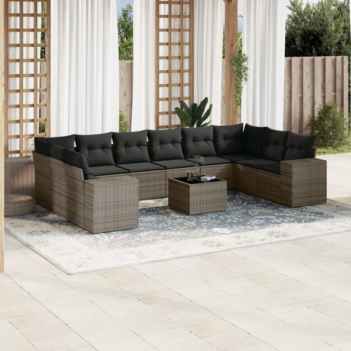 Loungegrupp 10 Delar Med Svarta Dynor Konstrotting