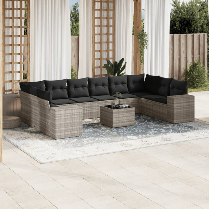 Loungegrupp 10 Delar Med Svarta Dynor Konstrotting