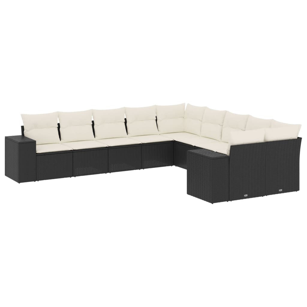 Loungegrupp 10 Delar Med Svarta Dynor Konstrotting