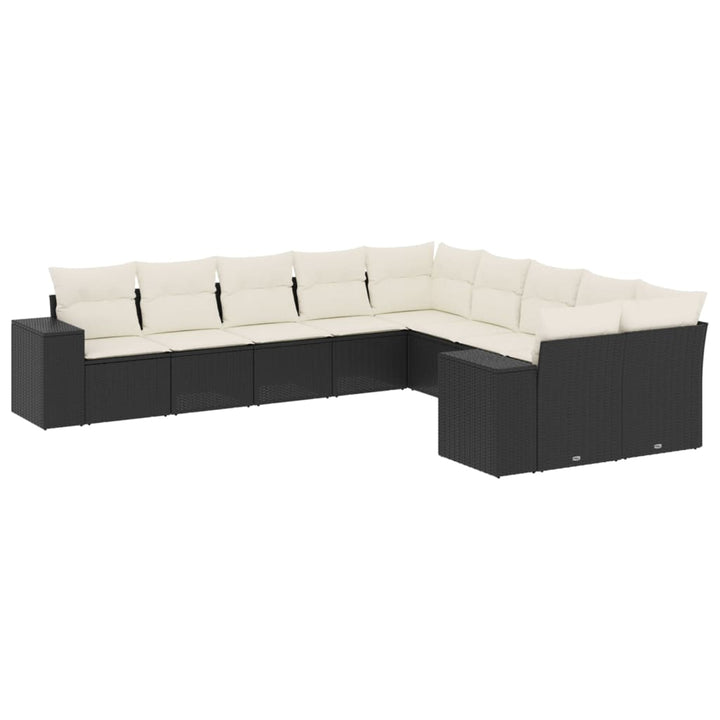 Loungegrupp 10 Delar Med Svarta Dynor Konstrotting