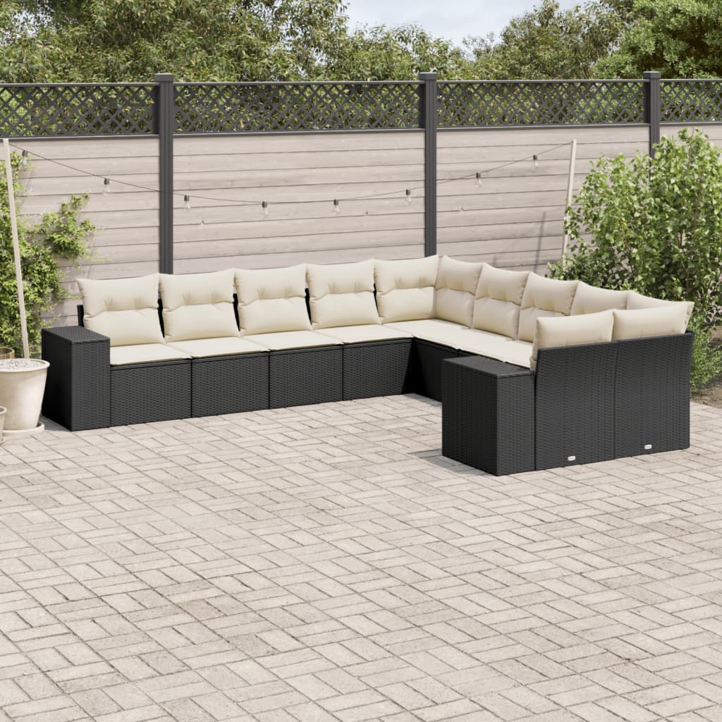 Loungegrupp 10 Delar Med Svarta Dynor Konstrotting