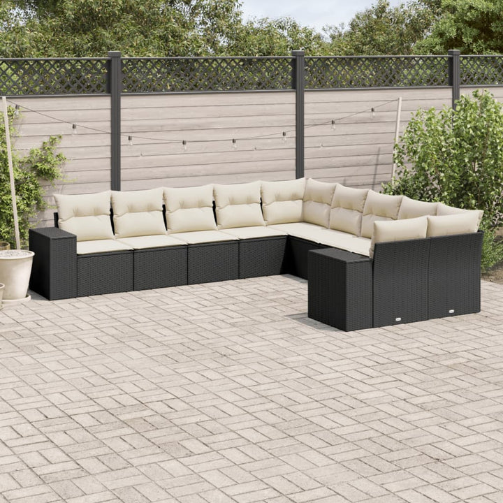 Loungegrupp 10 Delar Med Svarta Dynor Konstrotting