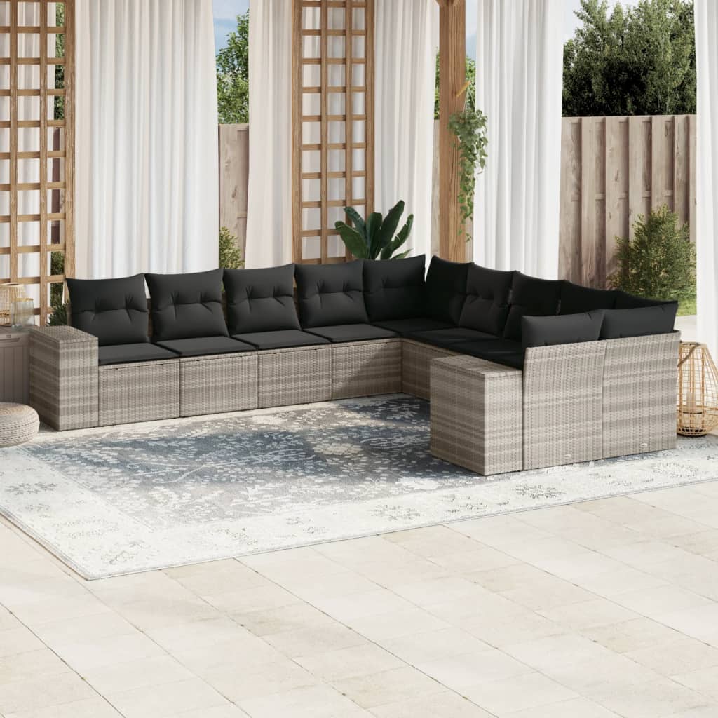 Loungegrupp 10 Delar Med Svarta Dynor Konstrotting