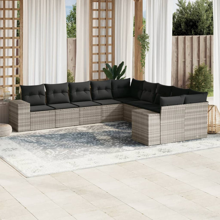 Loungegrupp 10 Delar Med Svarta Dynor Konstrotting