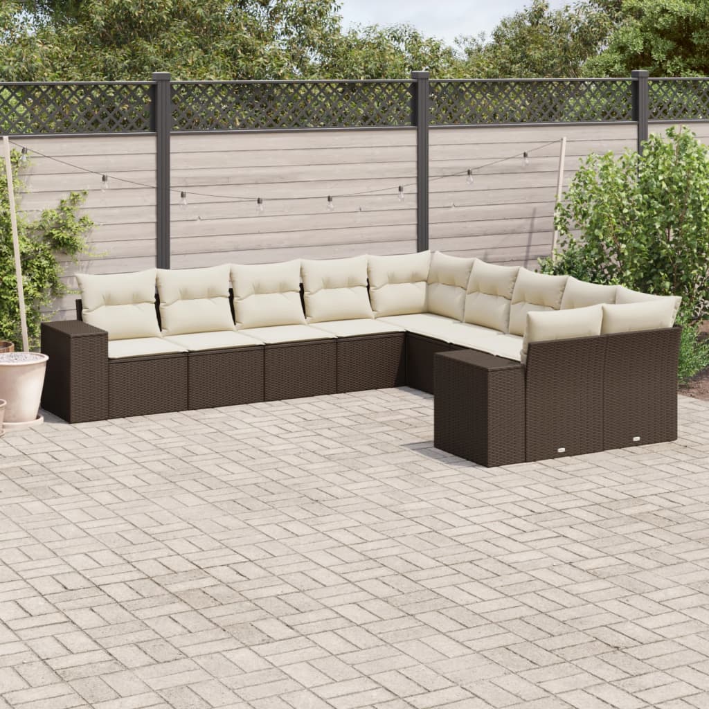 Loungegrupp 10 Delar Med Svarta Dynor Konstrotting