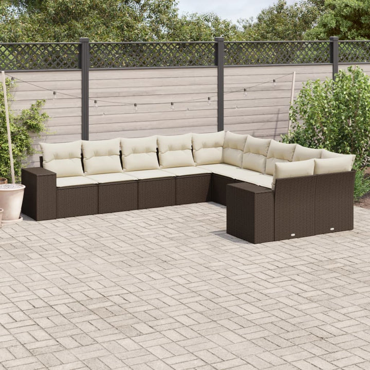 Loungegrupp 10 Delar Med Svarta Dynor Konstrotting