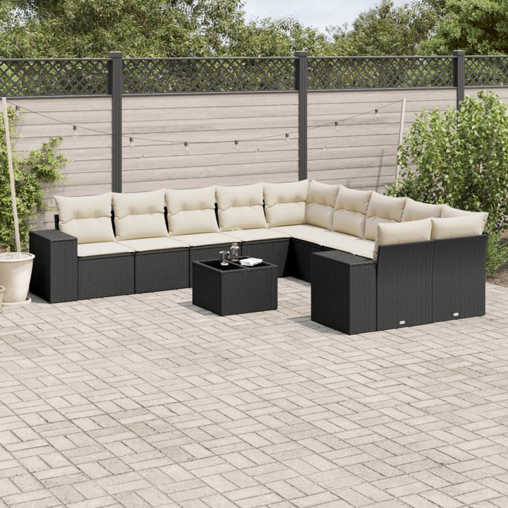 Loungegrupp 10 Delar Med Svarta Dynor Konstrotting