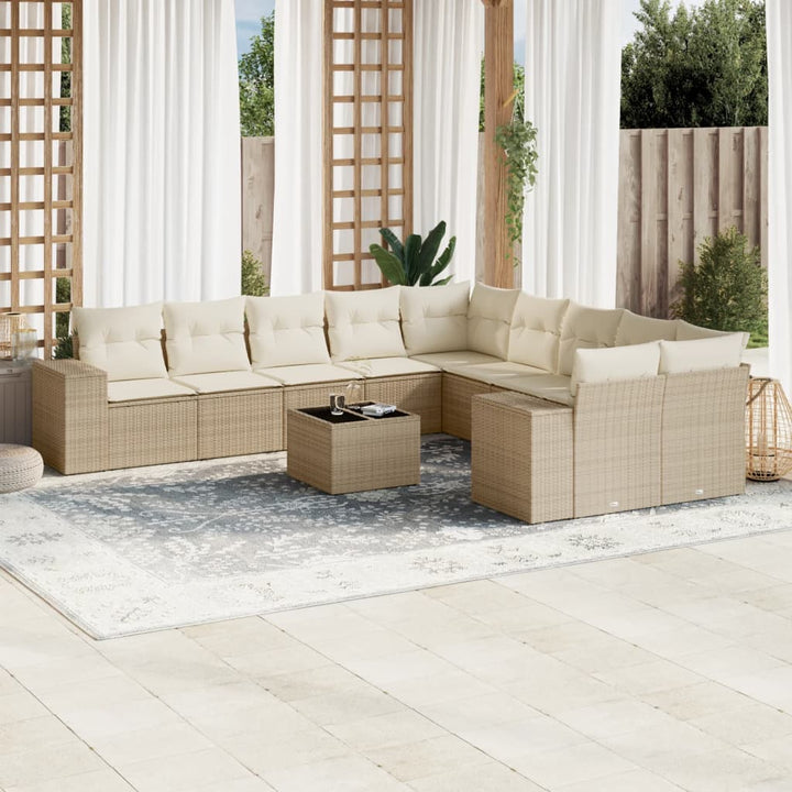 Loungegrupp 10 Delar Med Svarta Dynor Konstrotting