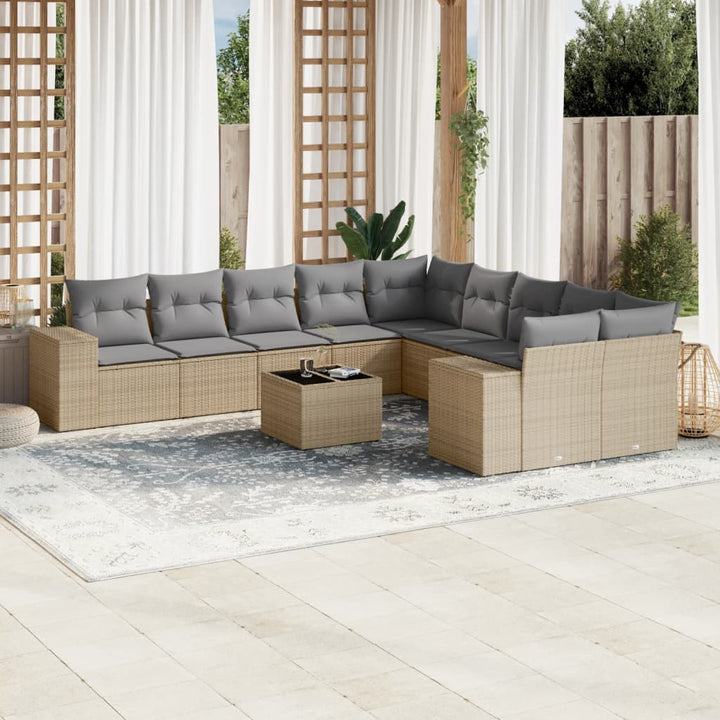 Loungegrupp 10 Delar Med Svarta Dynor Konstrotting