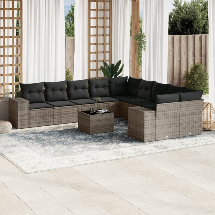 Loungegrupp 10 Delar Med Svarta Dynor Konstrotting