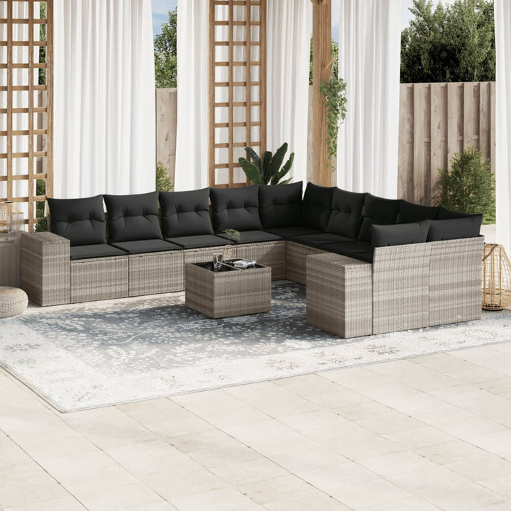 Loungegrupp 10 Delar Med Svarta Dynor Konstrotting