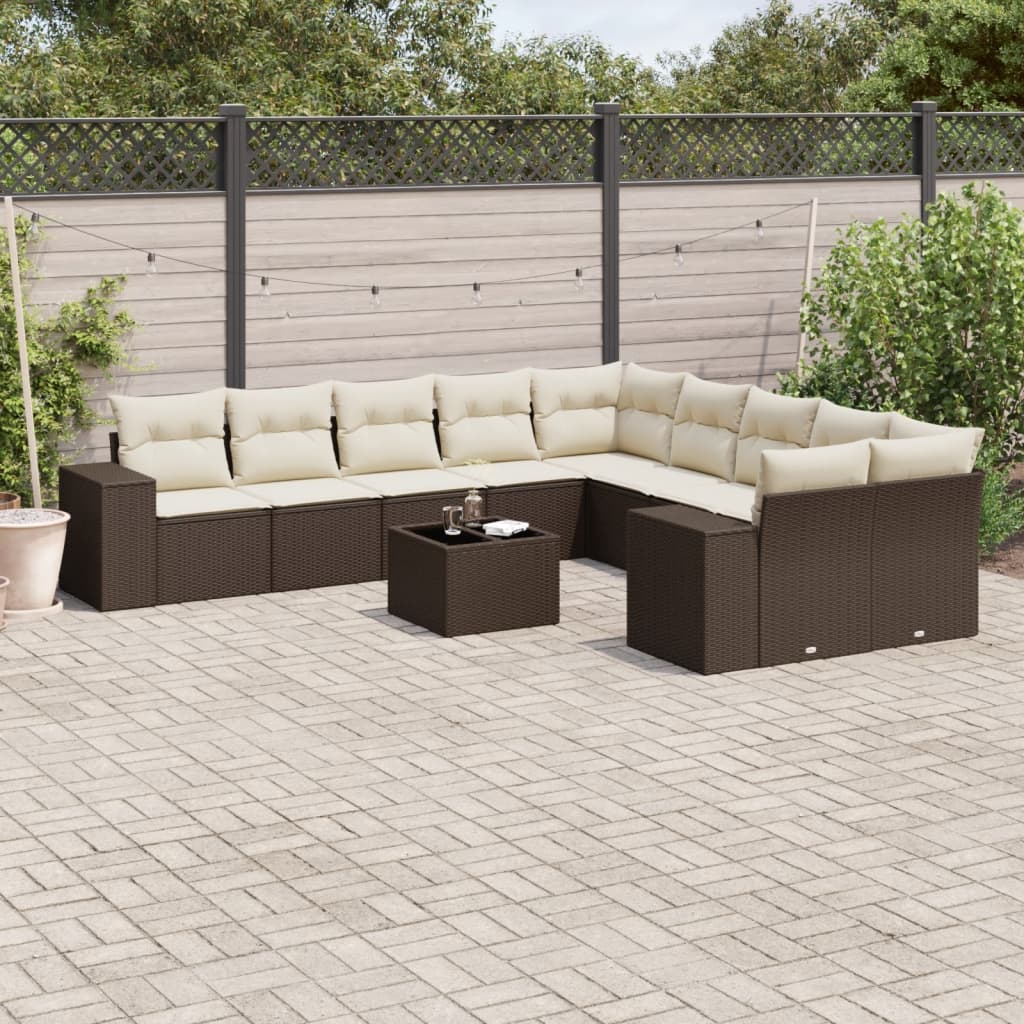 Loungegrupp 10 Delar Med Svarta Dynor Konstrotting
