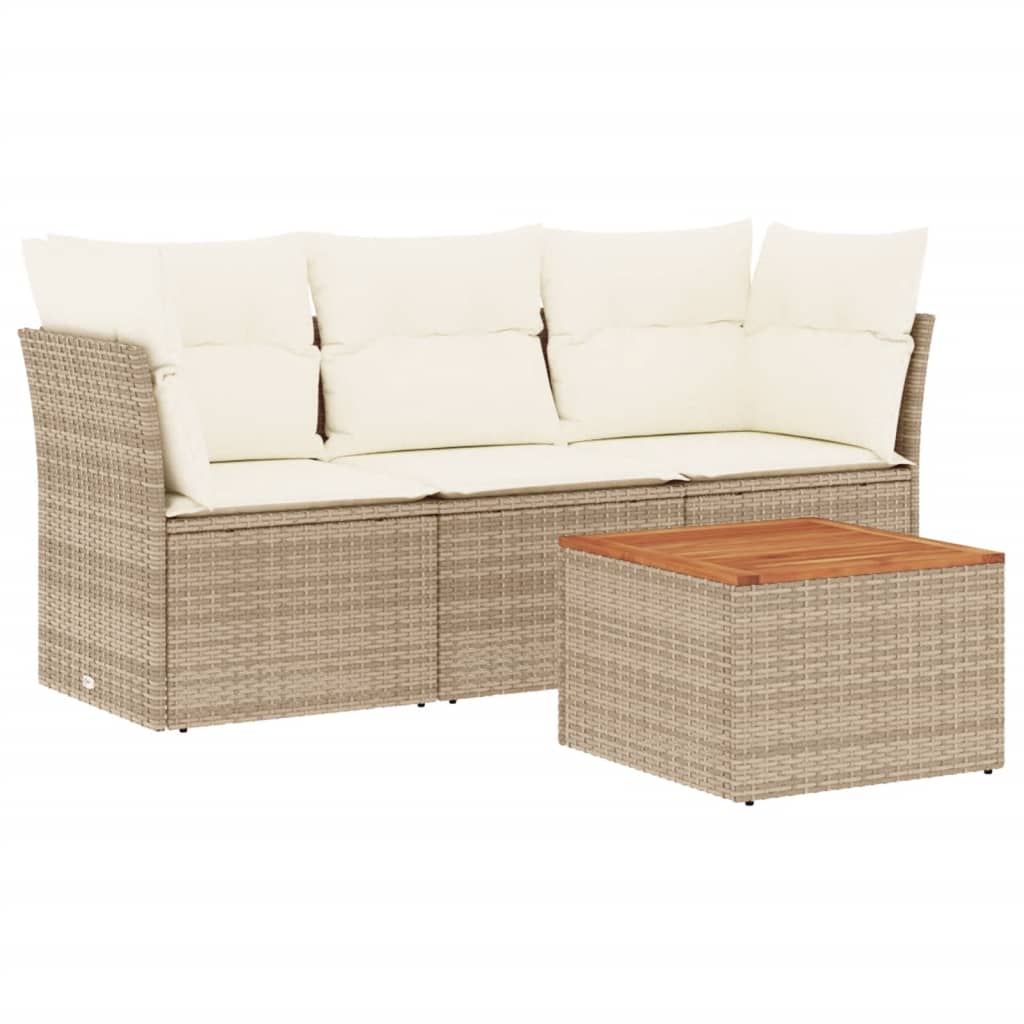 Soffgrupp För Trädgård Med Dynor 4 Delar Beige Konstrotting